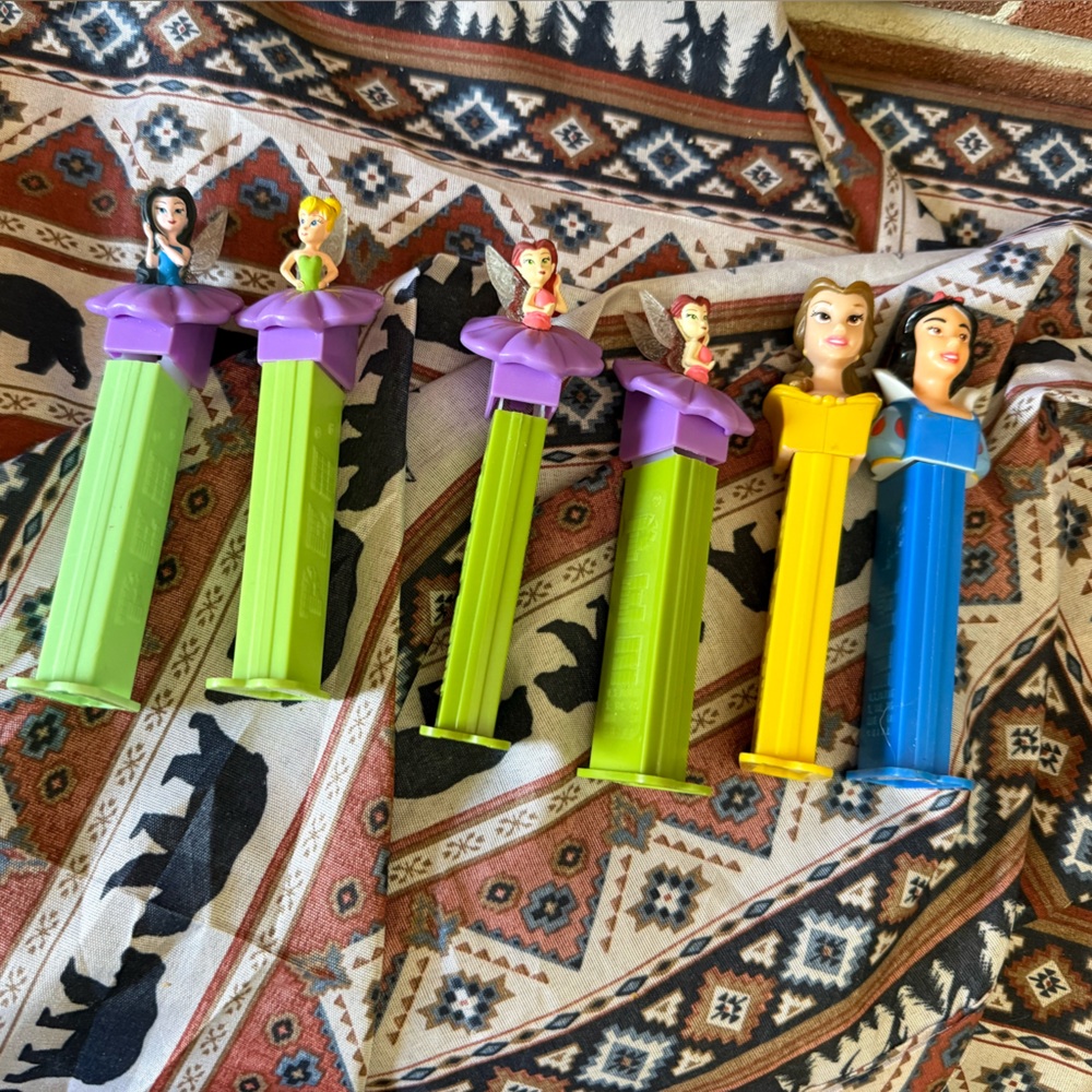 Lot of 6 Disney Princess Pez Dispenser Tinkerbell & Friends Belle Snow White Set